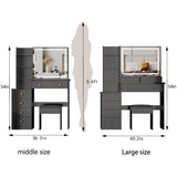 41" Large Size Left Bedside Cabinet Vanity TableCushioned Stool, Extra Large Touch Control LED W3258P296780