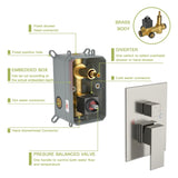 Dual Shower Head - 16 Inch Ceiling Mount Square Shower System with Rough-in Valve, Brushed Nickel W124357678