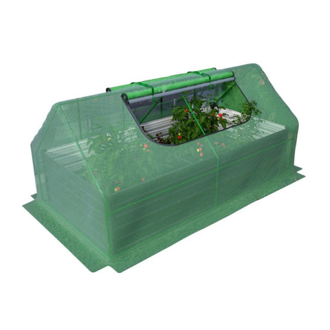 ZUN 8x4x2ft Galvanized Raised Garden Bed with Cover Metal Planter Box Kit, w/ 2 Large Screen Windows W1212P145266