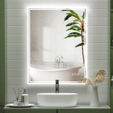 ZUN 24 x 32 LED Backlit Mirror Bathroom Vanity with Lights,3 Colors LED Mirror for 30707496