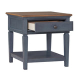 24 inch End Table, No Assembly Required, Corduroy Blue Finish B108P193074