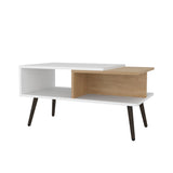Hack Berry Coffee Table with Open Storage and Conical Legs , White Natural Oak B128P263707