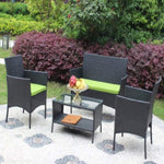 ZUN 4 PC Rattan Patio Furniture Set Outdoor Patio Cushioned Seat Wicker Sofa W20985038