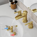 Bathroom Faucets for Sink 3 Hole Nickel Gold 8 inch Widespread Bathroom Sink Faucet with Pop Up W1932P180027