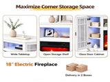 White Corner Fireplace TV Cabinet, 109.5*51*81.3cm, Embossed Particle Board 48588388