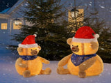 Set of 2 Lighted Plush Bear Christmas Decorations, Pre-lit Pull Up Holiday Decor with 60 Warm White 24322827
