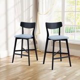 Wooden Bar Chairs Set of 2, Modern Soft Upholstered Kitchen Island Chairs, Counter Height Stool with W2582P197586
