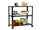 Multipurpose Rolling Cart with 3 Tiers, Mobile Office Storage Organizer, Metal, MDF, Brown 85217897