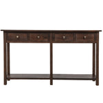ZUN Rustic Brushed Texture Entryway Table Console Table with Drawer and Bottom Shelf for Living Room 22126440