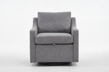 011-Linen Fabric 360&deg Swivel Accent Chair with Upholstered,One Back Pillow,Armrest with Rivets W527P190830