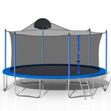 14FT Trampoline for Adults & Kids with Basketball Hoop, Outdoor Trampolines w/Ladder and Safety W285128088
