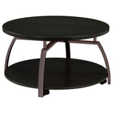 Dark Grey and Black Nickel Round Coffee Table B062P153642