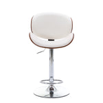 ZUN HengMing Bentwood Adjustable Bar Stools , Upholstered Swivel Barstool, white PU Leather Barstools W21241142