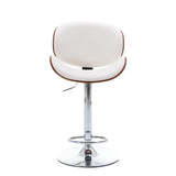 ZUN HengMing Bentwood Adjustable Bar Stools , Upholstered Swivel Barstool, white PU Leather Barstools W21241142