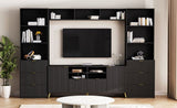 ZUN 4-Piece Entertainment Wall Unit with 13 shelves,8 Drawers and 2 Cabinets, Multifunctional TV Stand 08594491