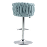 ZUN 360&deg; Fabric cover Swivel Bar Stools Set of 2, Adjustable Counter Height Bar Chairs with Woven Back & W2215P252782