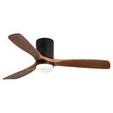 ZUN 52 Inch Indoor Ceiling Fan With Lights 3 Solid Wood Fan Blade Noiseless Reversible Motor Remote KBS-52144