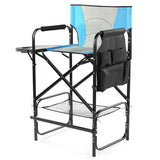 31" Tall Directors Chair with Footrest, 4Portable Bar Height Folding Camping Chair with Built-in Cup 61533762