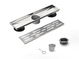 12 Inch Linear Shower Drain with Removable Brick Patterned Grate Cover, 304 Stainless Steel Shower 33804532