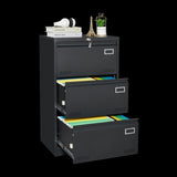 ZUN Filing Cabinet Lateral File Cabinet 3 Drawer, Blcak Locking Metal File Cabinets Three Drawer, Office W1247118742