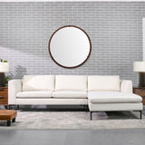 ZUN Hausen 31.5" Mid-Century Modern Round Accent Wall Mirror, Brown Walnut Wood & Veneer B2719P246002