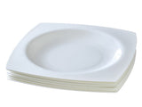 9.25 Inch Square Pasta Bowls Set of 6, 17oz White Porcelain Soup Plates, Microwave & Dishwasher Safe 15883057