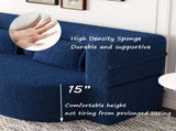Modern Floor Sofa with 2 Pillows,Convertible Teddy Fabric Foam-Filled Sleeper Sofa Bed,15" Full Size 10423071