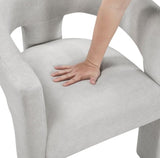 Modern Luxury Dining Furniture Elegant Side Chairs Set of 2 Light Gray Soft Boucle Fabric Plush B011P355864