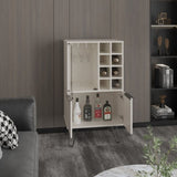 Aster 23" Wide Double Door Bar Cabinet and Glass door comparment, Eight bottle cubbies and stemware B200P235829