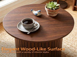 Minimalist Round Pedestal Side Table, Space-Saving Stable Nightstand with Rounded Edges & Anti-Slip 90717001