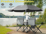 Portable Outdoor 2-Seat Folding Chair with Removable Sun Umbrella Grey 17431575