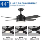 ZUN 44 In Intergrated LED Ceiling Fan with Black ABS Blade W136755947