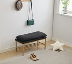 ZUN End of Bed Bench with Shelf, Linen Upholstered Storage Shoe Bench, Modern Bedroom Bench with Metal W2725P207319