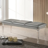 Antique Classic Silver 1pc Bench Only Contemporary Solid wood Acrylic Legs Crystal And Mirror Accent B011P165670