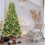 Artificial 5ft Green Christmas Tree with 967 PE/PVC Mixed Branch Tips, 300 UL warm white led, memory 00547120