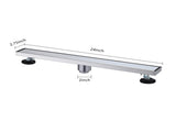 24 Inch Linear Shower Drain with 2-in-1 Flat & Tile Insert Removable Cover, 304 Stainless Steel with 58006444