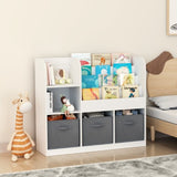 ZUN Kids Bookcase and Bookshelf, Multifunctional Bookcase with 3 Collapsible Fabric Drawers, Bookcase W808127602