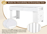 U_Style-CA 3-in-1 Sideboard with Foldable Tabletop, Marble Grain Top, 2-Door Storage Cabinet, N711P427079K