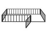 Twin Size Metal Floor Bed Frame with Fence and Door, Black MF307108AAB