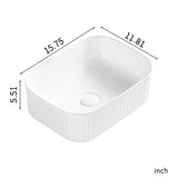 Bathroom Vessel Sink, Rectangle Basin Above Counter White Stone Resin Small Vanity Sink Washing Art W3402P326471