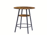 Round bar stool set with shelf, upholstered stool with backrest, Rustic Brown, 23.62'' W 23.62'' D 43399566