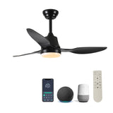 ZUN 42" Smart Ceiling Fan with Lights Remote,Silent DC Motor,Voice Control via Alexa Google WIFI W2352P224329