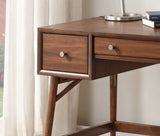 ZUN Brown Finish Stylish Writing Desk Storage Drawers Nickel Knob Hardware Walnut Veneer Wood Furniture B01146475