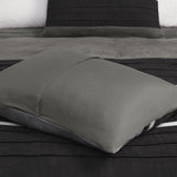7 PC Pieced Faux Suede Comforter Set Black Cal King B03596986