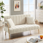 ZUN [New Design] Modern and comfortable beige Australian cashmere fabric sofa, comfortable loveseat with W2272P143253