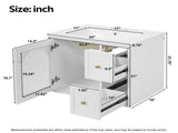 24" Bathroom Vanity Set Wall Mounted for Small Space, Bathroom Cabinet with Ceramic Sink, 2 Drawers N710P286704K