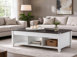 39.78 Inch Lift Top Coffee Table, Rectangle Lift Tabletop, Melamine Coated MDF, Hidden Storage & 3 88521535