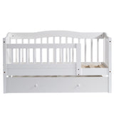Vertical Fence White Painted Pine Toddler Bed with Bottom Drawer and Side Car Bed 73292945