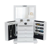 Handcrafted Wooden Jewelry Box Organizer Wood 5 Layers Case with 4 Drawers-White 19616193