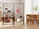 2-Pack 24"x67" Commercial Grid Wall Display with T-Base Stand - Double-Sided Wire Panel System for 74791773